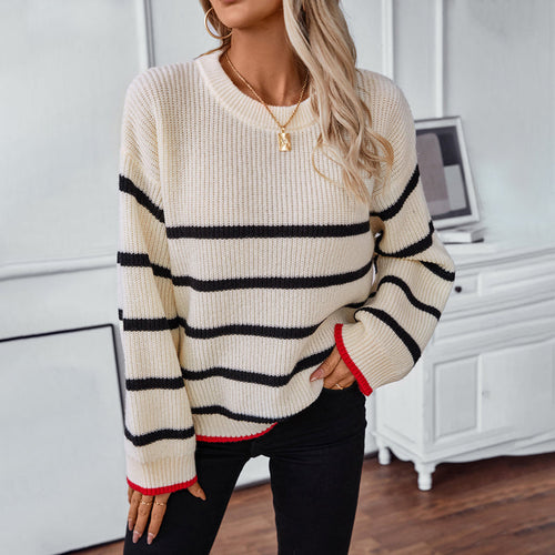EB | Gestreifter Strickpullover Mit Weichem Material