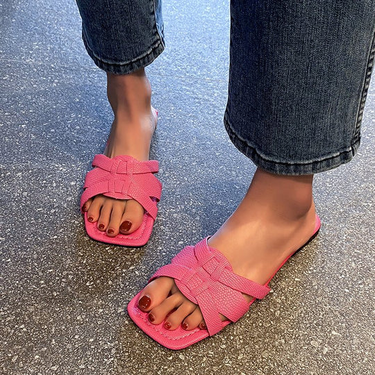 Damen stylische Riemchen-Pantoletten mit komfortabler Sohle EB