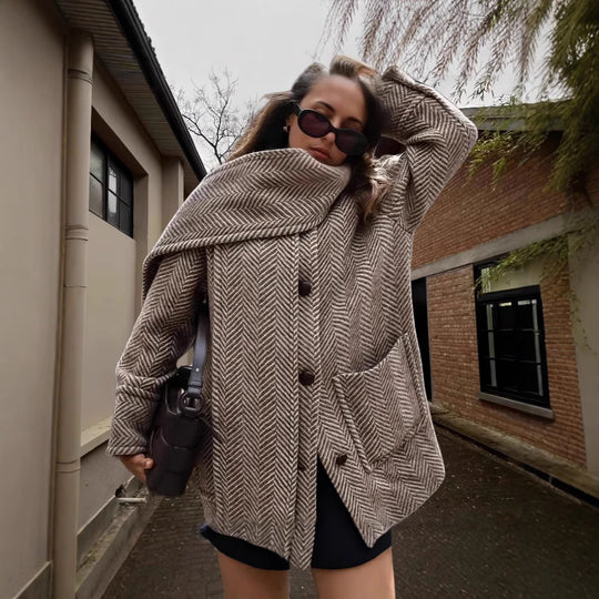 Damen Luxus Oversized-Jacke mit strukturiertem Design EB