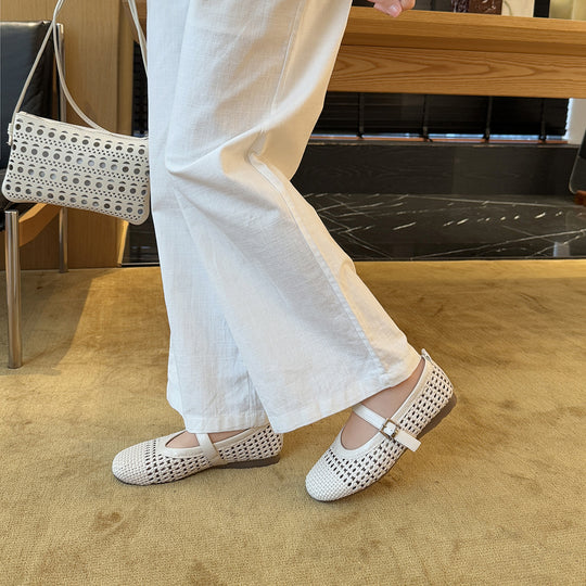 Damen Komfortable Sandalen mit modischem Flechtmuster und hochwertiger Schnalle EB