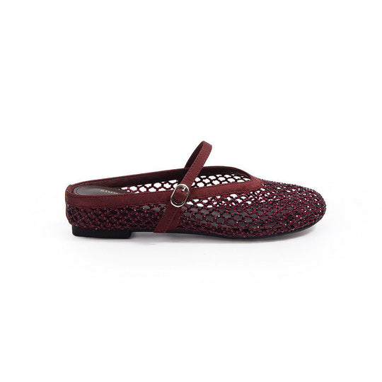 Damen Ballerinas mit modischem Netzdesign und eleganter Riemchen-Applikation EB