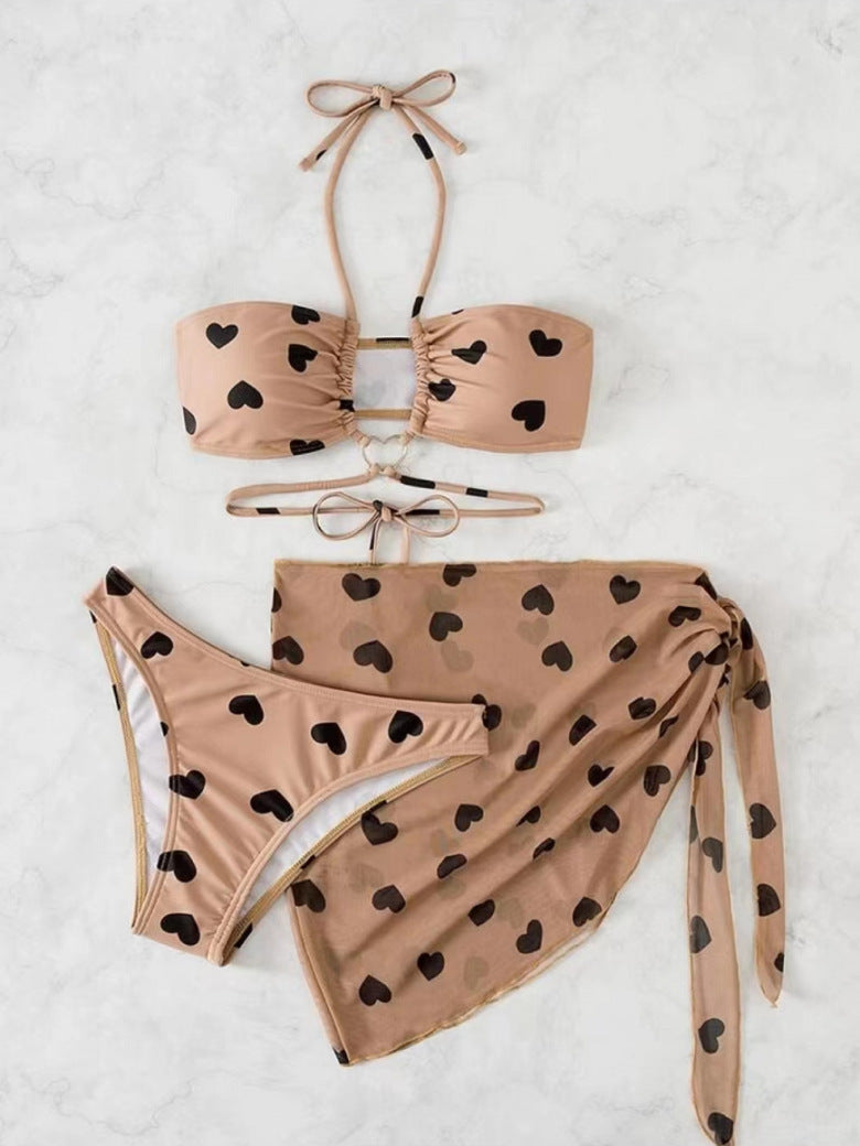 Damen Bandeau Bikini-Set mit verspieltem Herzdesign EB