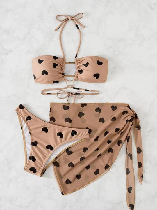 Damen Bandeau Bikini-Set mit verspieltem Herzdesign EB
