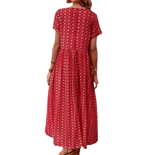 Damen Maxikleid mit floralen Mustern und lässiger Taillierung EB