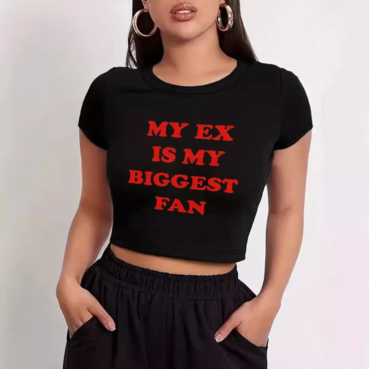 Damen Crop-T-Shirt mit inspirierendem Statementdruck EB