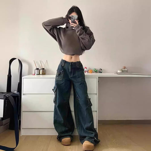 Damen Cargo-Jeans im lässigen Oversized-Stil mit praktischen Seitentaschen EB