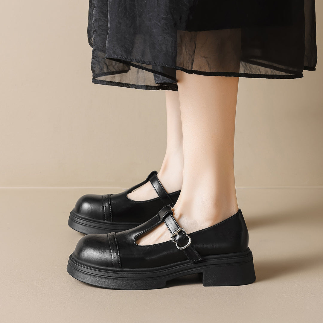 Damen elegante Mary-Jane Schule mit robustem Blockabsatz EB
