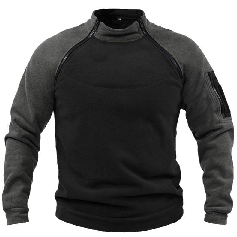 Herren Fleece-Pullover mit hohem Kragen und funktionalen Taschen EB