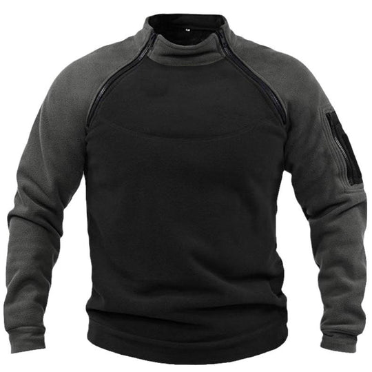 Herren Fleece-Pullover mit hohem Kragen und funktionalen Taschen EB