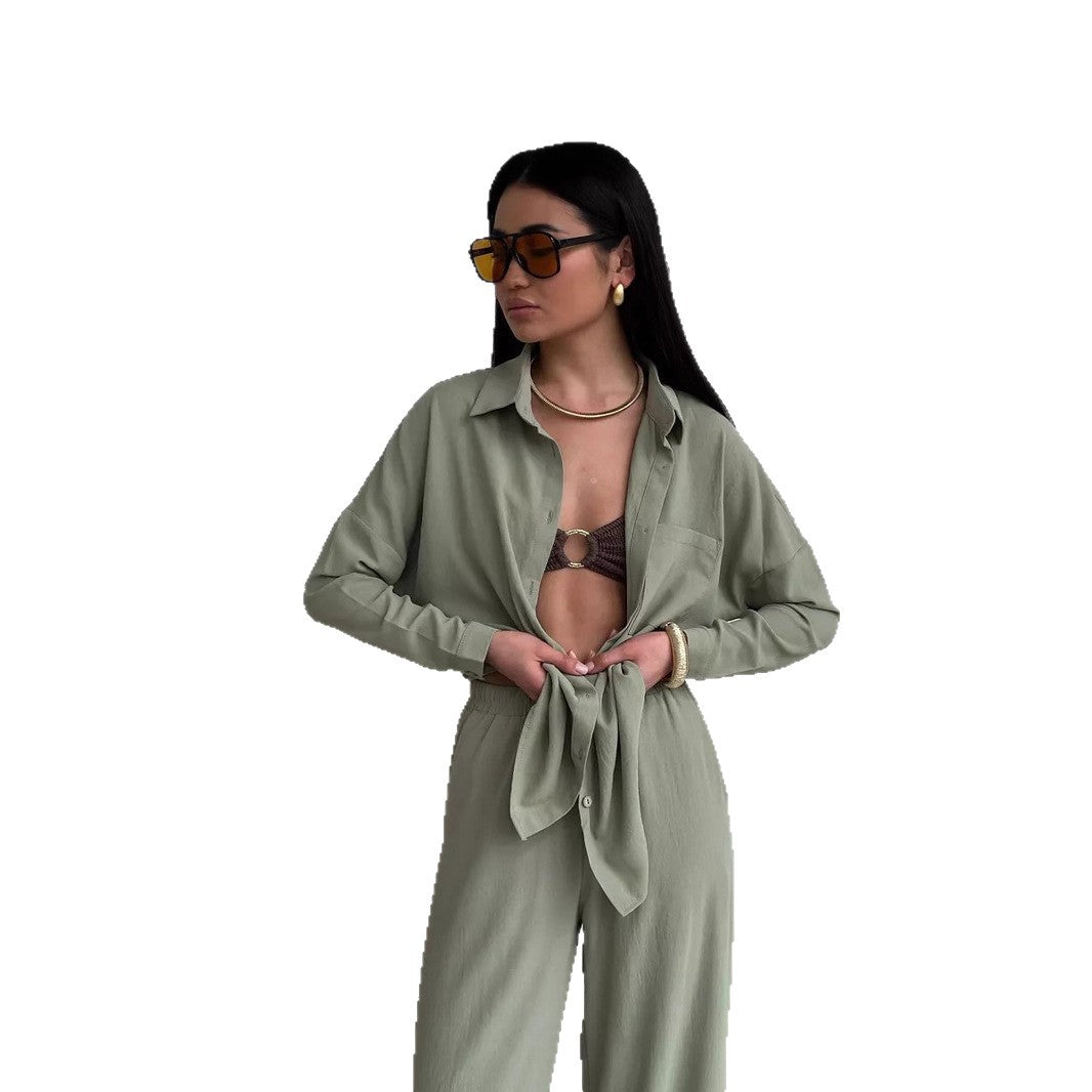 Damen lässige Bluse im Oversized-Stil mit Taschen EB