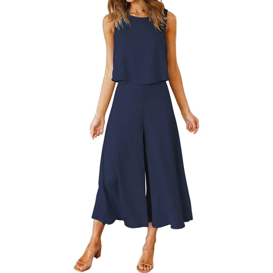 Damen luftiger Jumpsuit mit lässigem Schnitt und praktischen Taschen EB