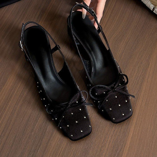 Damen Sling-Pumps mit modischem Schleifenakzent und komfortablem Blockabsatz EB