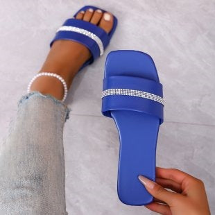 Damen modische Slides mit glitzerndem Riemen EB