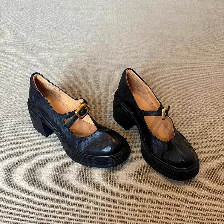 Damen elegante Ballerina-Pumps mit verstellbarem Riemchen und stabiler Absatzhöhe EB