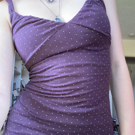 Damen Spaghetti-Trägertop mit elegantem Wickeldesign und Polka-Dots EB