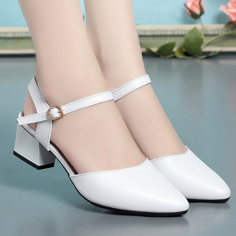 Damen Pumps mit verstellbarem Riemen und bequemem Blockabsatz EB