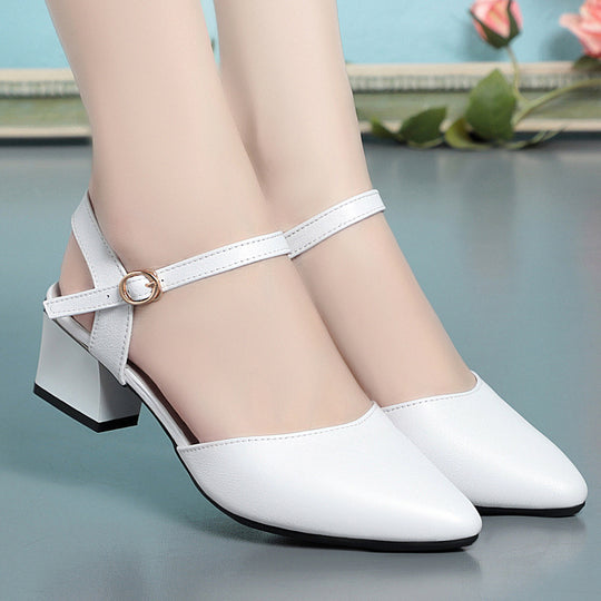 Damen Pumps mit verstellbarem Riemen und bequemem Blockabsatz EB