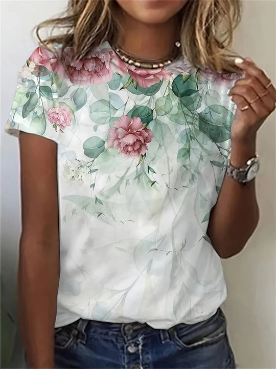 Damen T-Shirt mit floralem Design und modernem Schnitt EB