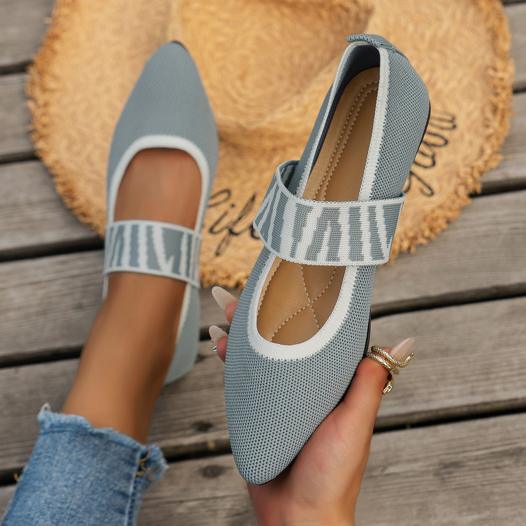 Damen Ballerinas mit elastischem Riemendesign und modischem Tiermuster EB