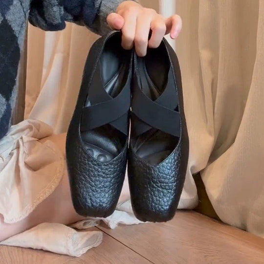 Damen elegante Ballerinas mit verstellbarem Riemen und weichem Innenteil EB
