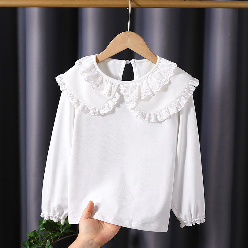 Mädchen Bluse mit romantischem Rüschensaum EB