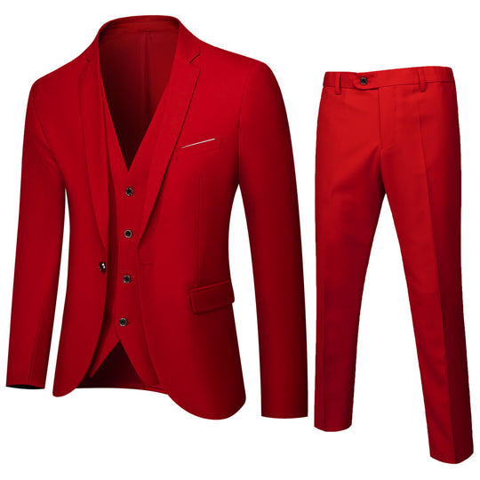 Herren nan dreiteiliges Business-Anzugset mit tailliertem Einreiher-Sakko, schmal geschnittener Weste und elegant geschnittener Anzughose EB