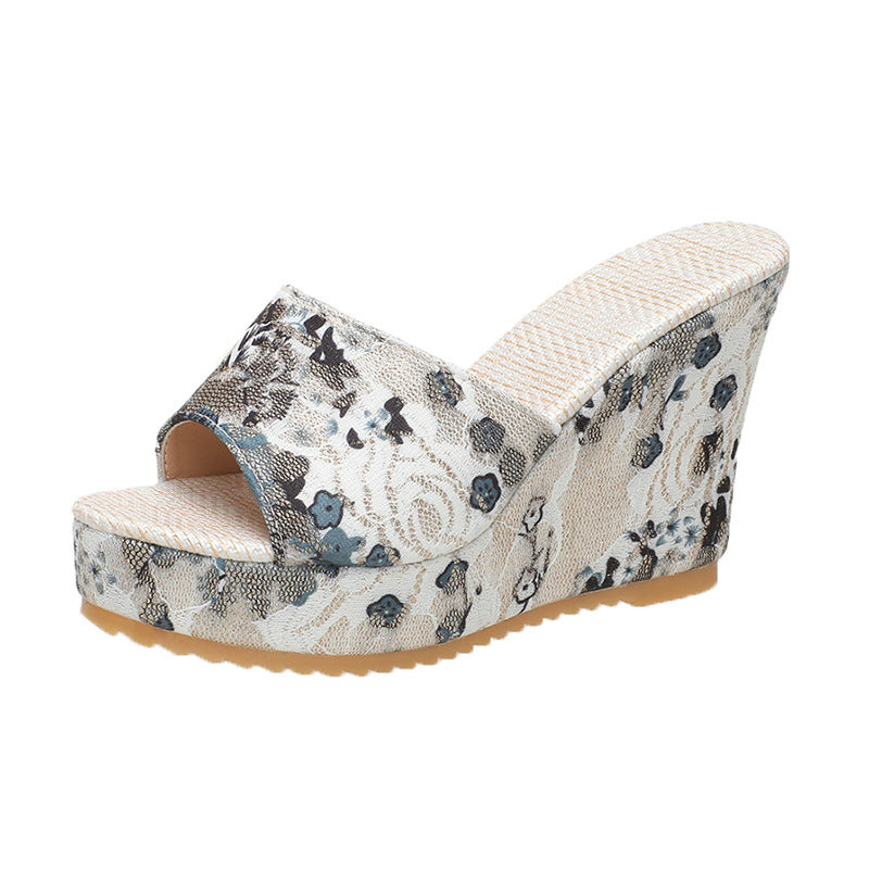 Damen elegante Wedge-Sandalen aus floralem Design EB