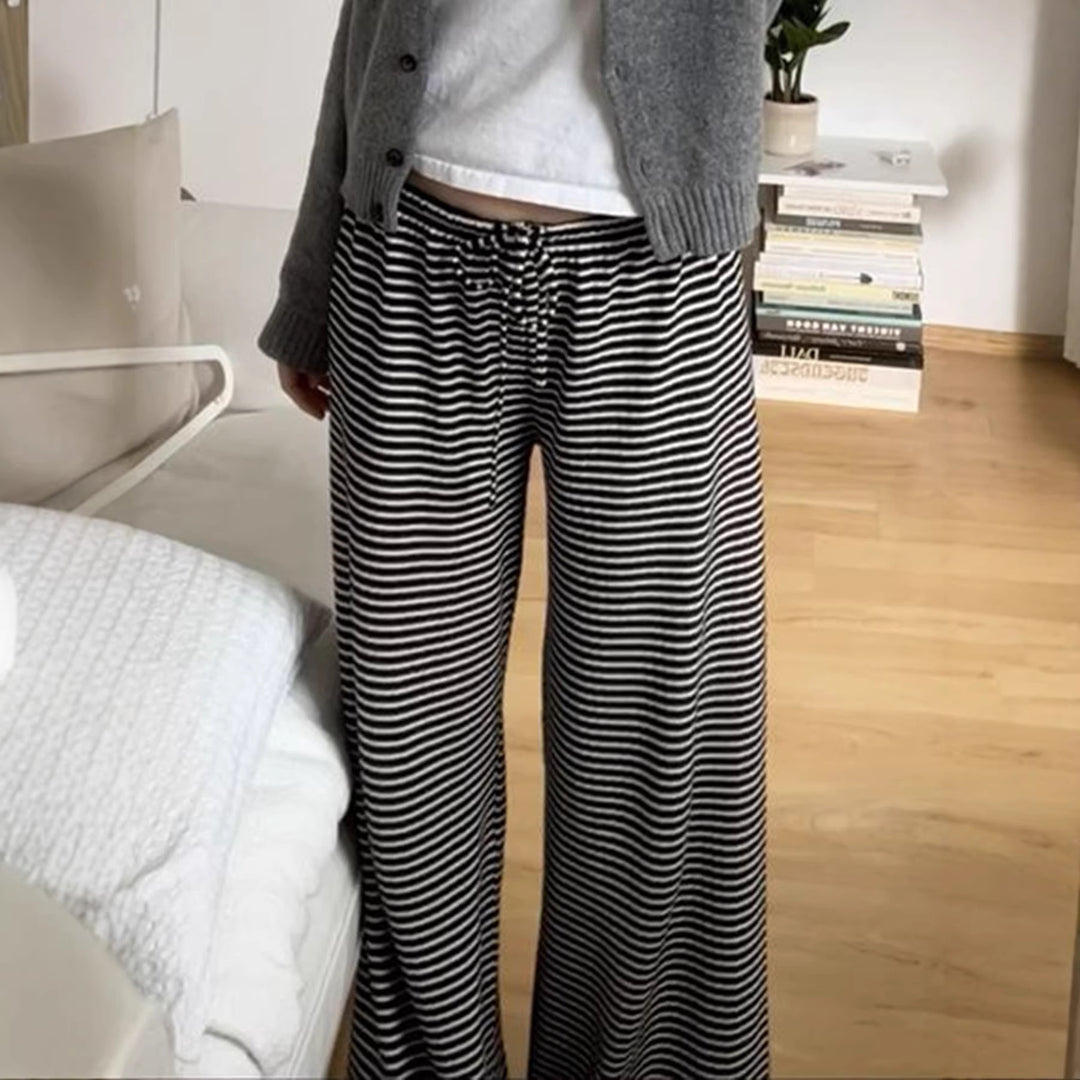 Damen Lässige Lounge-Hosen mit elastischem Bund und feinem Streifenmuster EB