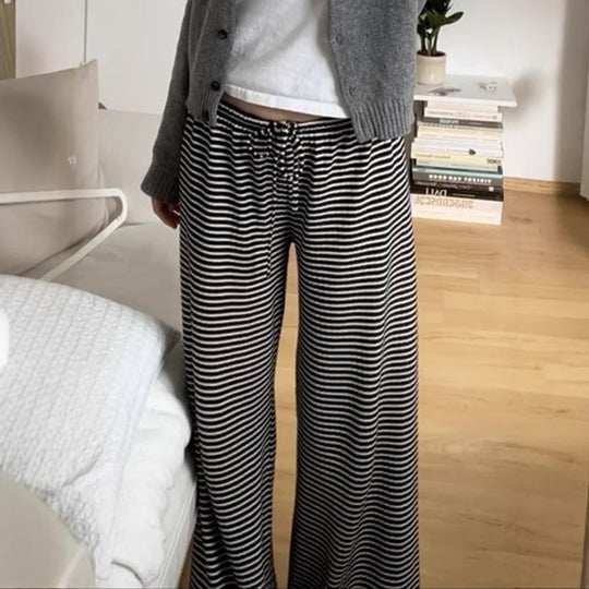 Damen Lässige Lounge-Hosen mit elastischem Bund und feinem Streifenmuster EB