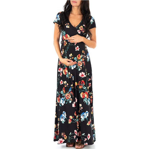 Damen Wickelkleid mit floralen Mustern und innovativem Stilldesign EB