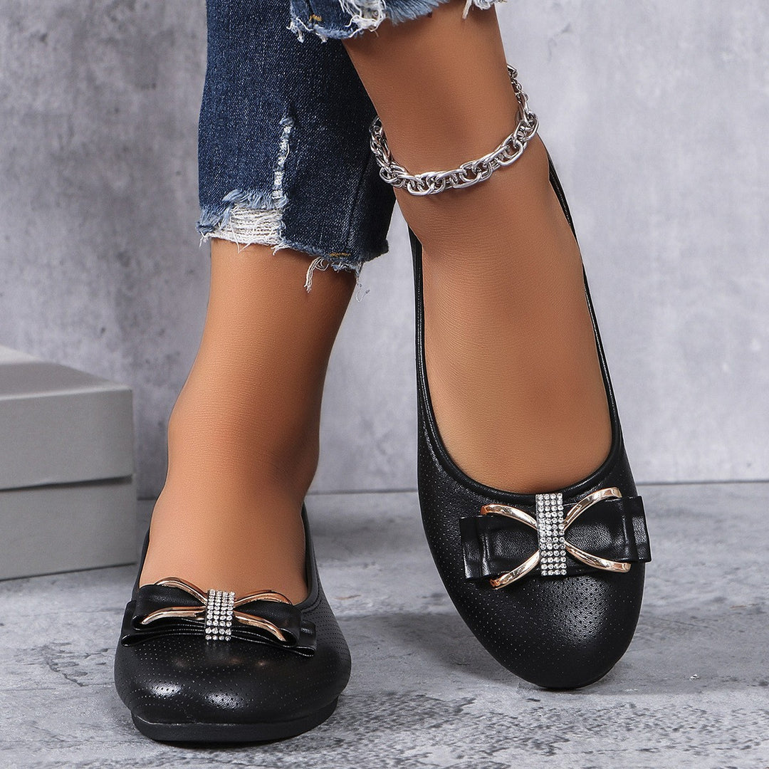Damen elegante Ballerinas mit funkelndem Schleifen-Detail EB