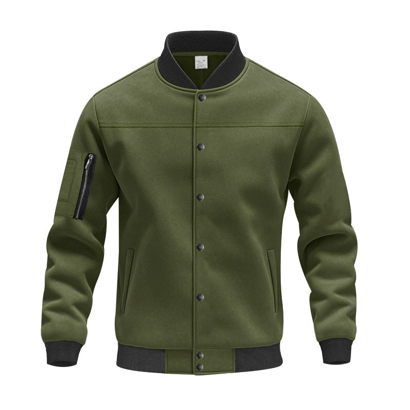 Herren Varsity-Bomberjacke mit Druckknopfverschluss, Ärmeltasche und gerippten Bündchen EB