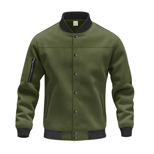 Herren Varsity-Bomberjacke mit Druckknopfverschluss, Ärmeltasche und gerippten Bündchen EB