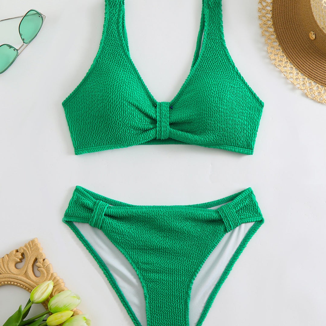 Damen Zweiteiliger Bikini mit verspieltem Wellenmuster EB