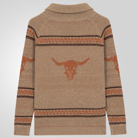 Herren Strickjacke mit einzigartigem Wildwest-Muster und warmem Futter EB