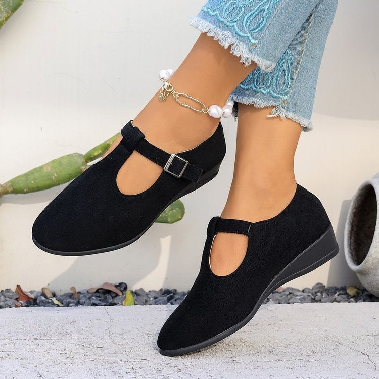 Damen Wedge-Pantoletten mit modischem Schnallen-Design EB