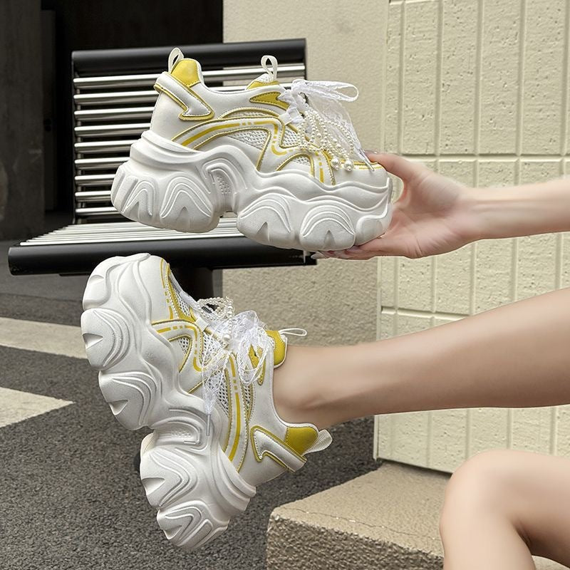 Damen Sportliche Chunky Sneakers mit reflektierenden Elementen EB