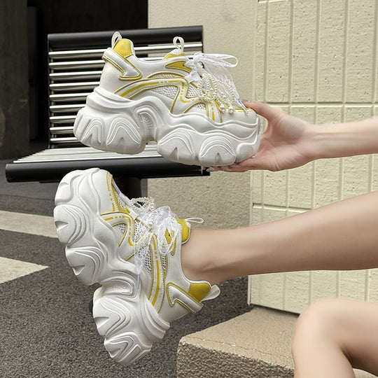 Damen Sportliche Chunky Sneakers mit reflektierenden Elementen EB