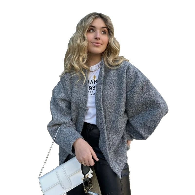 Damen coole Oversize-Jacke aus weichem Wollmix EB