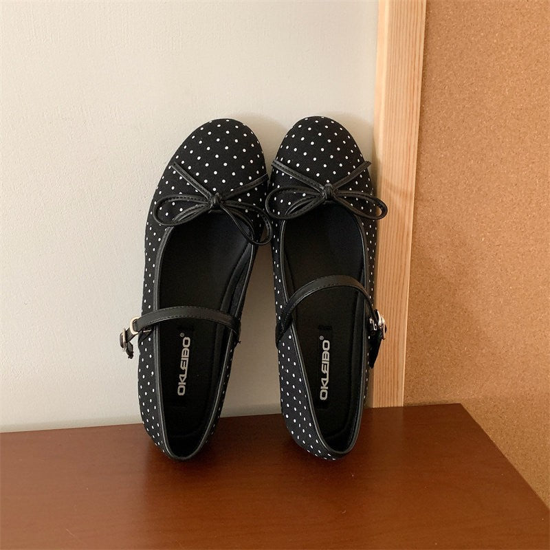 Damen Ballerinas mit verstellbarem Riemen und dekorativem Schleifenakzent EB