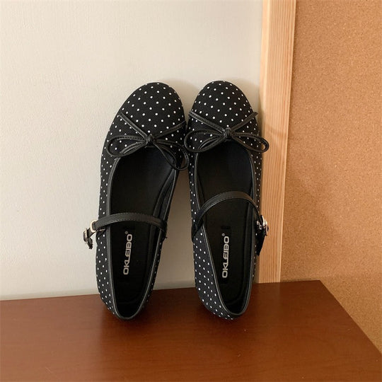 Damen Ballerinas mit verstellbarem Riemen und dekorativem Schleifenakzent EB