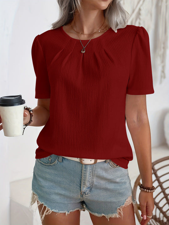 Damen Modisches Oberteil mit strukturiertem Design und Puffärmeln EB