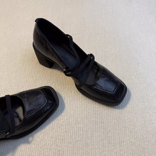 Damen Elegante Mules mit modischem Schnürdesign und komfortablem Blockabsatz EB