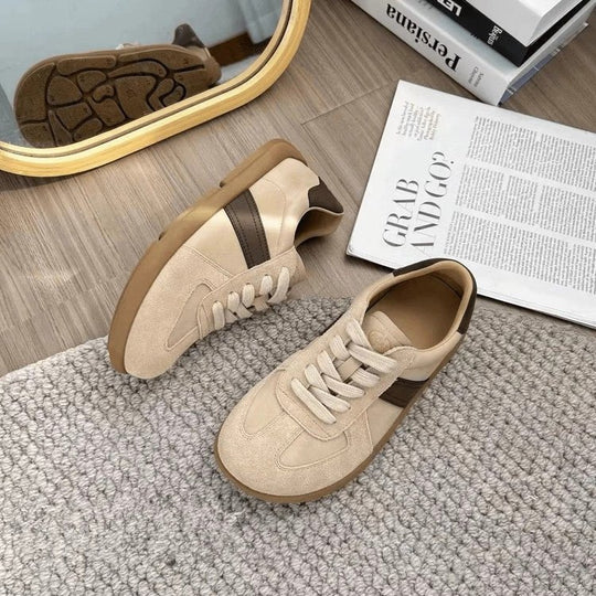 Damen Sportliche Veloursleder Sneakers mit dämpfender Sohle EB