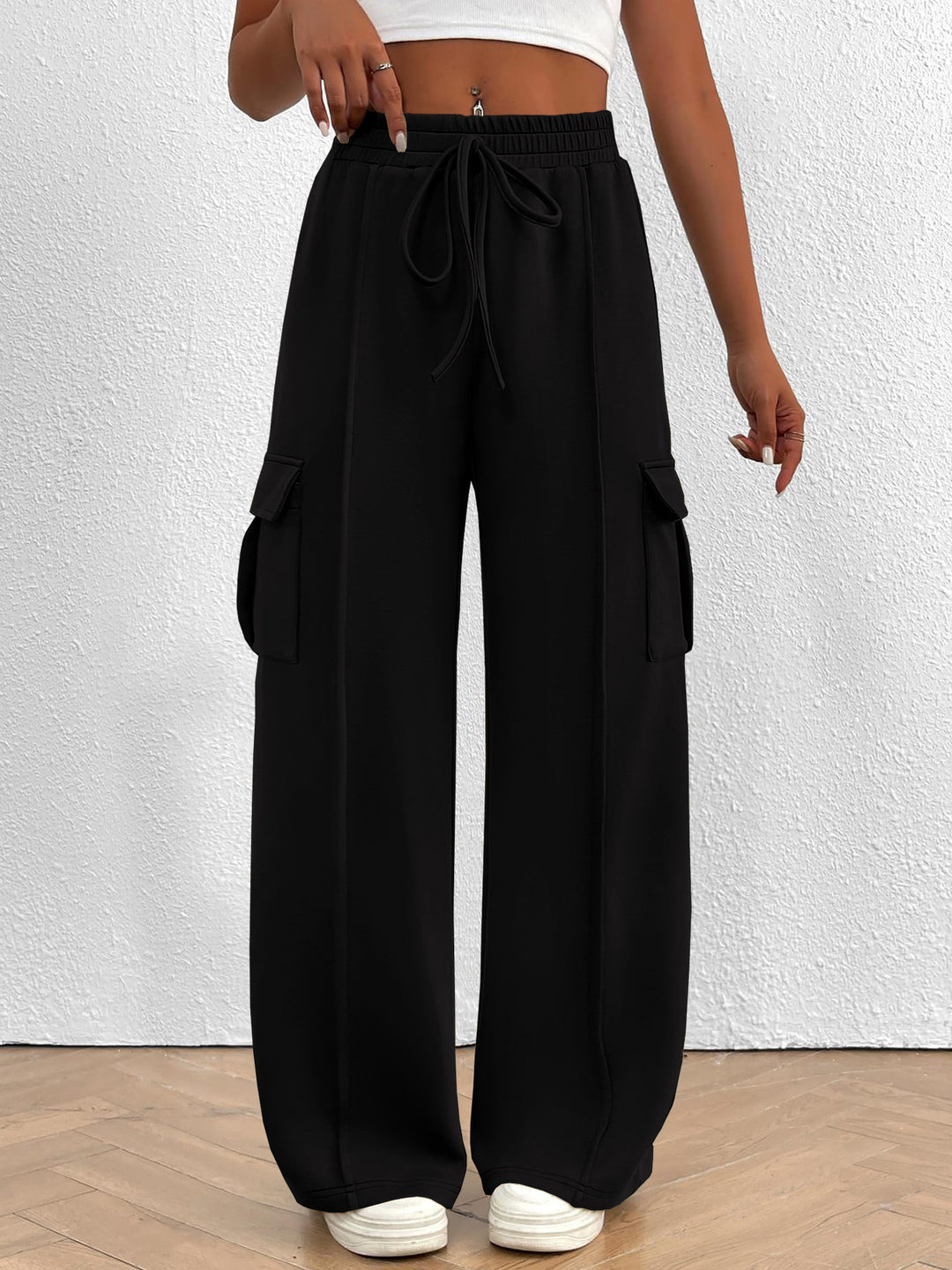 Damen Cargo-Hose mit weitem Schnitt und elastischem Bund EB