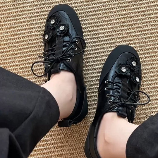Damen modische Sneaker mit floralem Dekor EB
