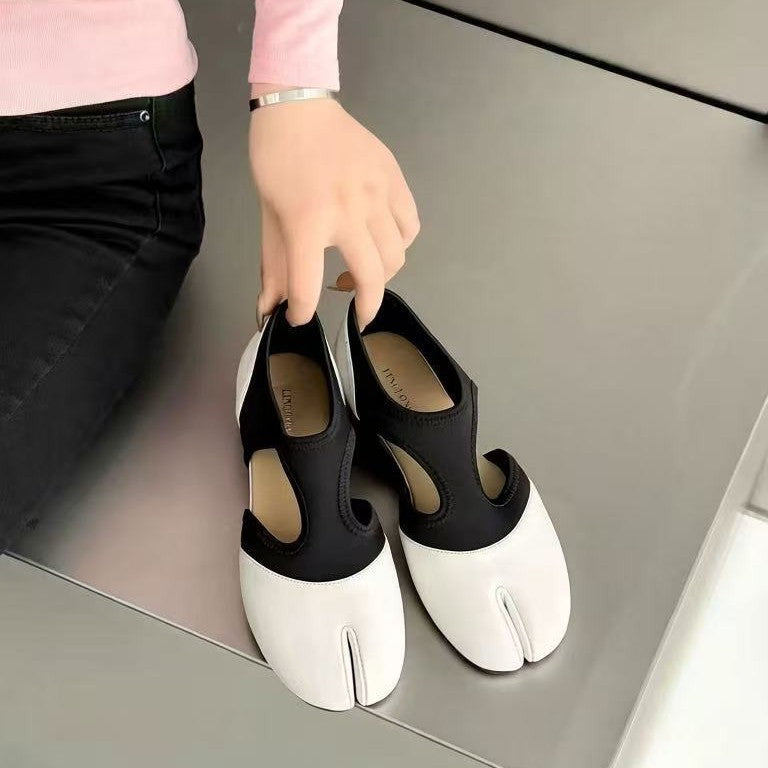 Damen Ballerinas mit innovativem Zehenteil und elastischem Riemendesign EB