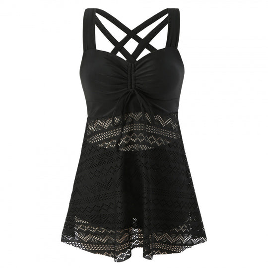 Damen Bade-Kleid mit eleganten Drapierungen und modischem Slip EB