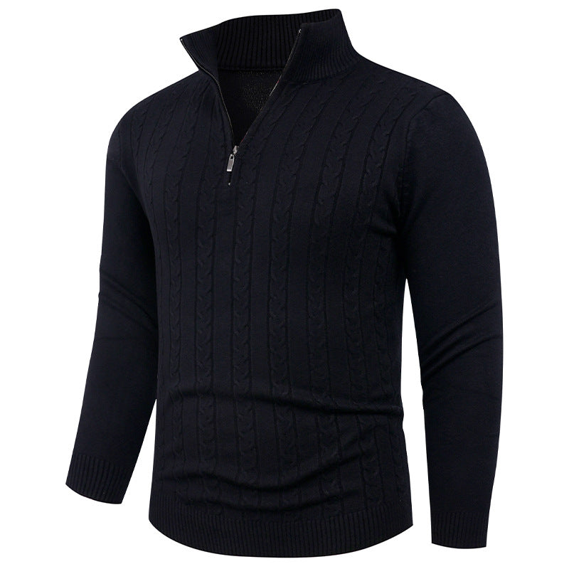 Herren Strukturierter Pullover mit ZIP-Kragen EB
