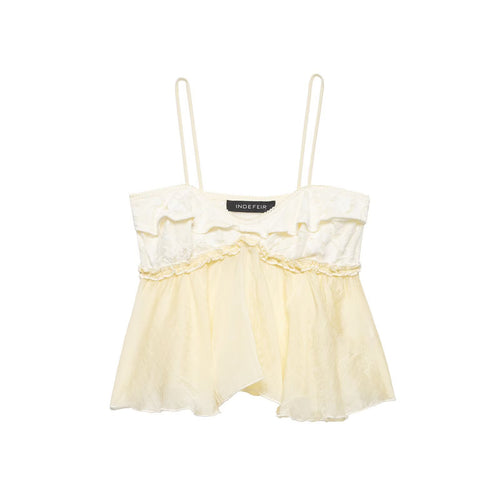 Damen Spitzen-Cami-Top mit zarter Rüsche und fließendem Schnitt EB